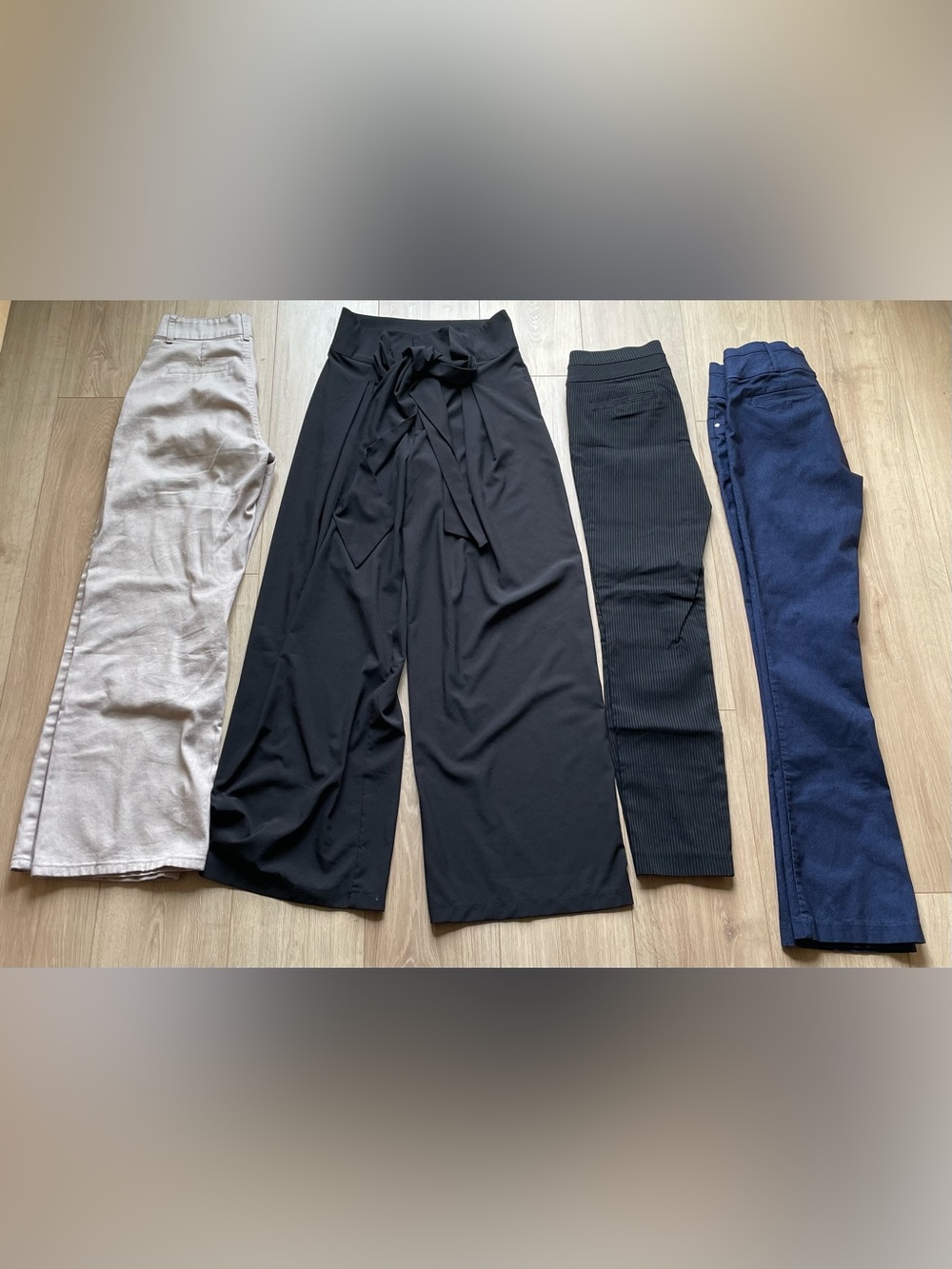 Business casual pants bundle - black khaki pinstripe blue